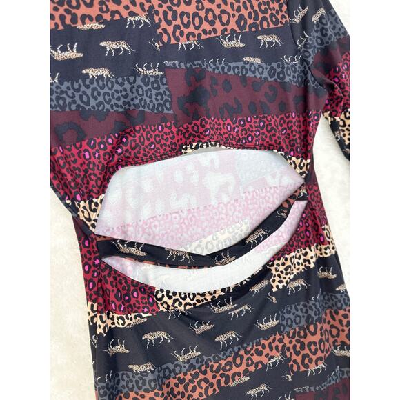 Victoria Sport Leopard Open Back Dress 3/4 Sleeve Black NICE Bodycon MEDIUM‎ - Picture 8 of 16